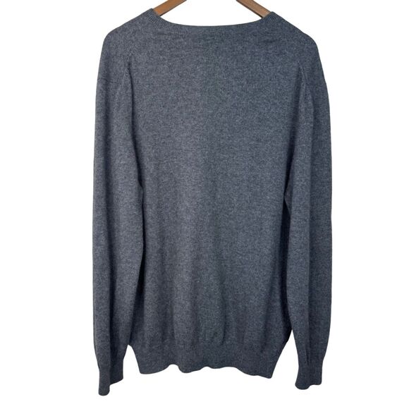 Lands End Mens V-Neck Sweater XL/T 46-48 Gray Soft & Warm Cashmere Blend - Picture 2 of 11